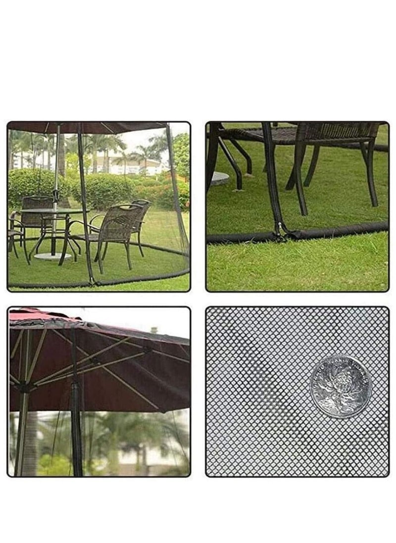 Generic - Patio Umbrella Mosquito Netting - Polyester Mesh Screen with Zipper Opening and Water Tube at Base to Hold in Place - Helps Protect from Mosquitoes - Fits 9FT Umbrellas and Patio Tables - White - Image 1