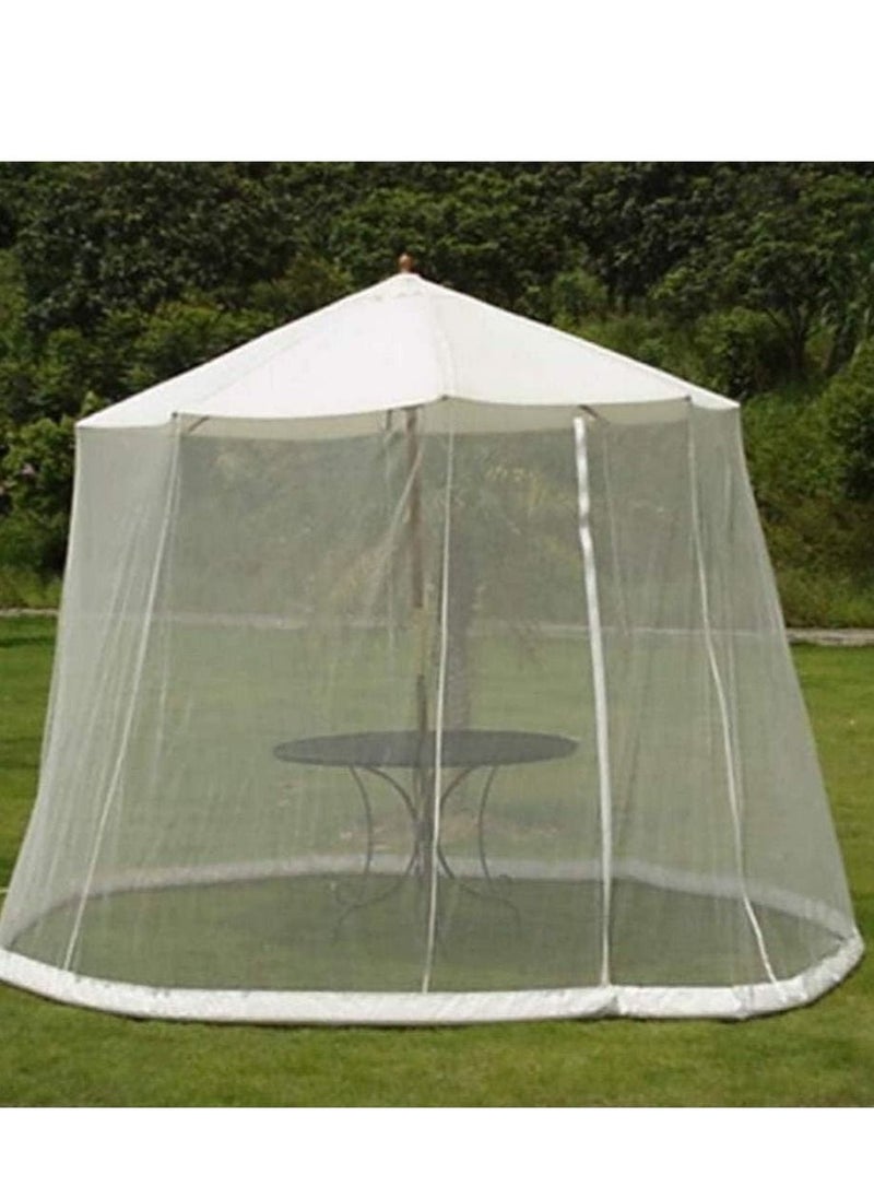 Generic - Patio Umbrella Mosquito Netting - Polyester Mesh Screen with Zipper Opening and Water Tube at Base to Hold in Place - Helps Protect from Mosquitoes - Fits 9FT Umbrellas and Patio Tables - White - Image 1