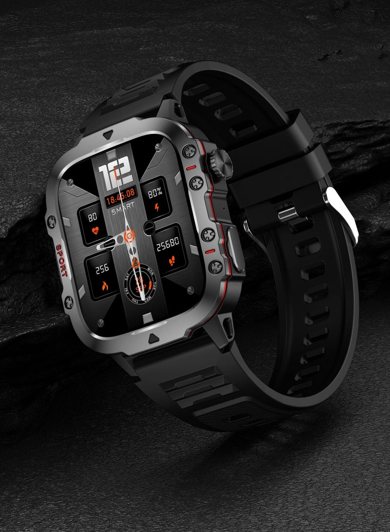 LIGE 1.96 HD Screen 420 mAh Sports Smart Watch Men Waterproof Bluetooth Calling Health Monitoring 100+ Sports Mode Men Smart Watches Black - Image 2