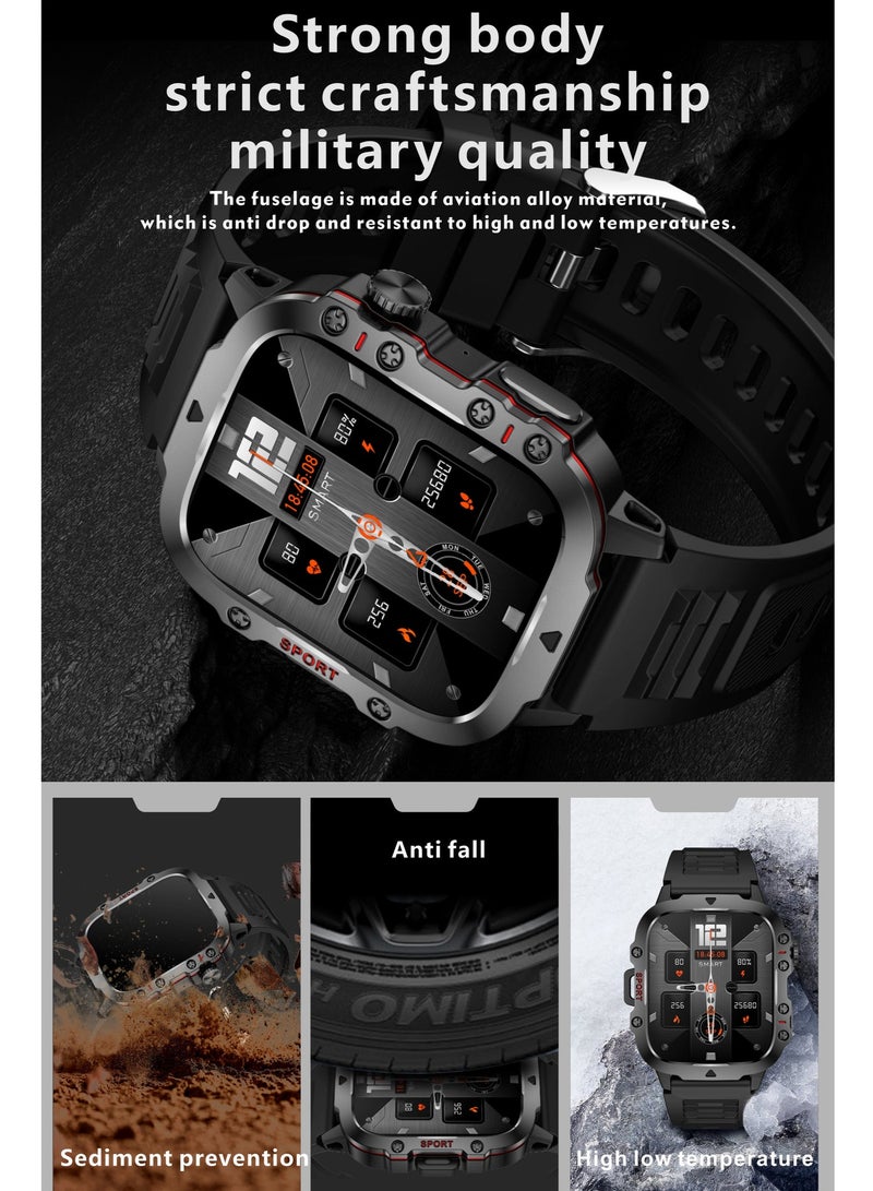 LIGE 1.96 HD Screen 420 mAh Sports Smart Watch Men Waterproof Bluetooth Calling Health Monitoring 100+ Sports Mode Men Smart Watches Black - Image 4