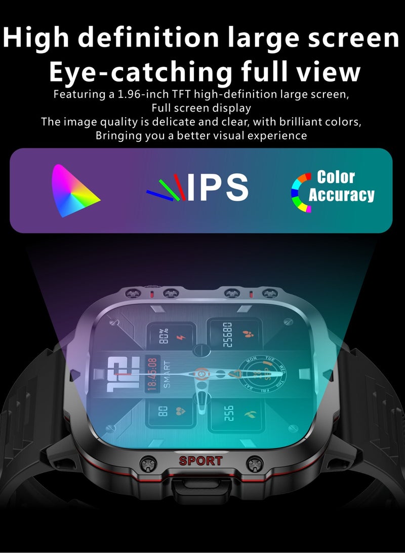 LIGE 1.96 HD Screen 420 mAh Sports Smart Watch Men Waterproof Bluetooth Calling Health Monitoring 100+ Sports Mode Men Smart Watches Black - Image 5