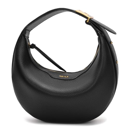 Keyli Crescent Shoulder Bag for Women Crossbody Purse Waterproof Leather Handbags Clutch Designer Tote Bags with Adjustable Strap Black - Image 1