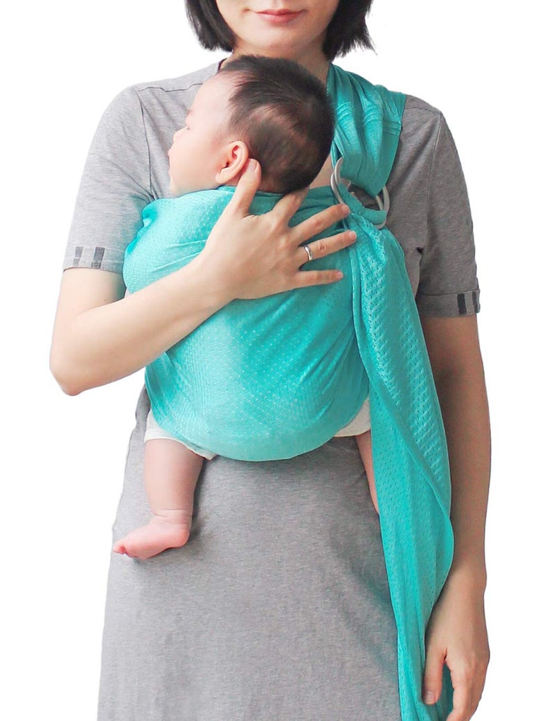 Vlokup Baby Water Ring Sling Carrier | Mesh Baby Wrap for Newborn Girl, Boy, Infant, Toddlers and Kid | Lightweight Breathable, Perfect for Summer, Swimming, Pool, Beach | Great for Dad, Bluish-Green - Image 1