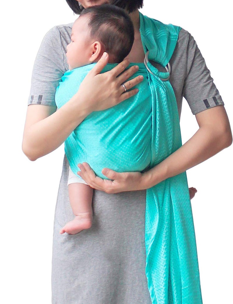Vlokup Baby Water Ring Sling Carrier | Mesh Baby Wrap for Newborn Girl, Boy, Infant, Toddlers and Kid | Lightweight Breathable, Perfect for Summer, Swimming, Pool, Beach | Great for Dad, Bluish-Green - Image 4
