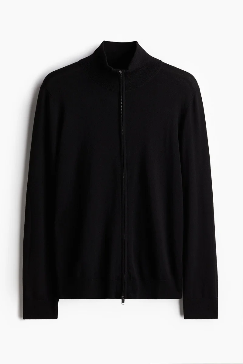 اتش اند ام كارديغان منسوج من صوف ميرينو بسحاب طويل وقصة سلِم