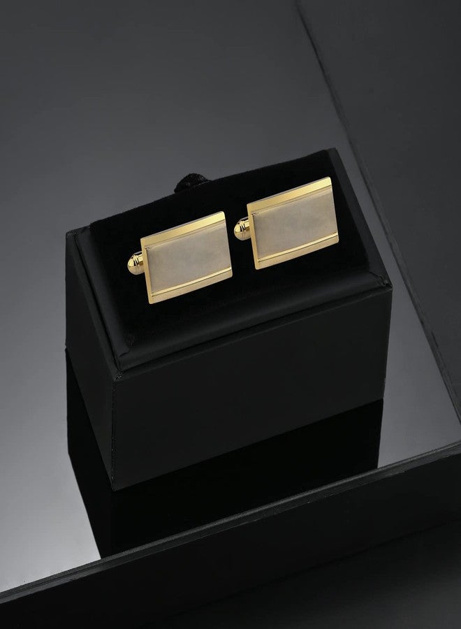 wynameleri Enamel Cufflinks Classic Black Set in Gift Box for Men Gold - Image 4
