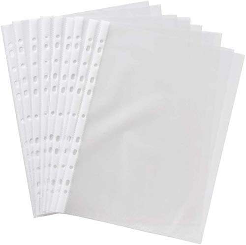 AMINIT Transparent Document Sleeves, Leaf Sheet Clear Certificates/Waterproof Sheet Protectors 11 Holes Punched Ring Files (A4 Size) Pack 50 - Image 4