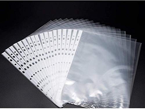 AMINIT Transparent Document Sleeves, Leaf Sheet Clear Certificates/Waterproof Sheet Protectors 11 Holes Punched Ring Files (A4 Size) Pack 50 - Image 2