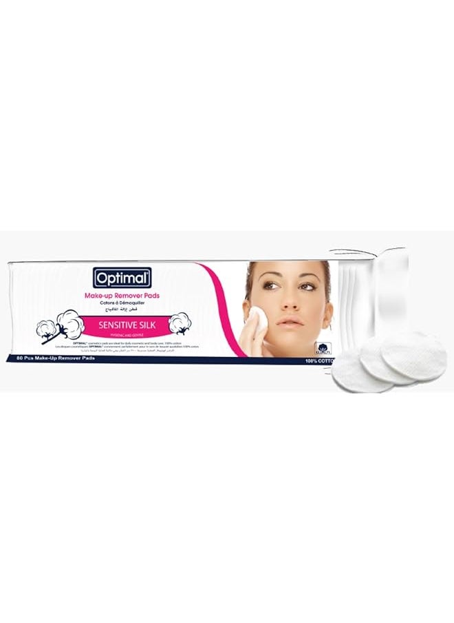 erorex Make Up Remover Pads Sensitive Silk 100% Pure Cotton Ultra Soft And Hypoallergenic 80 Count Perfect  - Image 1