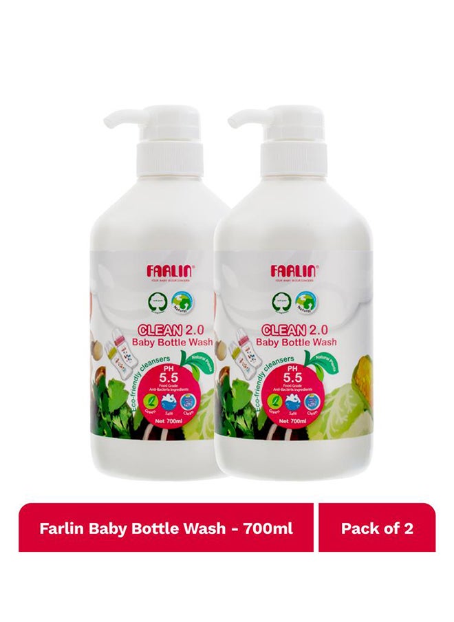 FARLIN Pack Of 2 Baby Bottle Wash 700Ml – Plant Based Natural, Safe & Non-Toxic With Neutral Ph Cleaner For Bottles, Pacifiers & Accessories  - Image 2