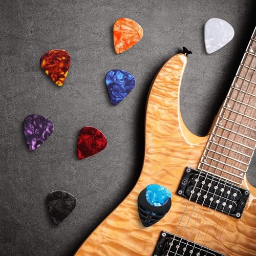 Mustang Stylish Colorful Celluloid Guitar Plectrums for Acoustic Guitar Electric Guitar PACK 20 PICKS AND 2 PICK HOLDER - Image 5