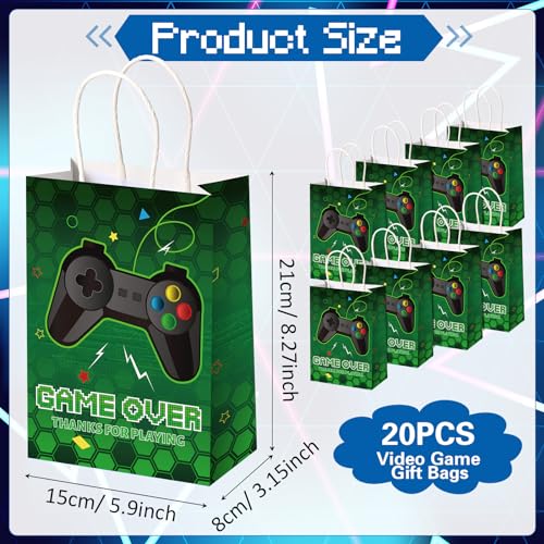 Aoriher 154 Pcs Video Game Party Favors Gift Set for Kids, Gaming Party Favors 20 Set of Keychain Bracelet Wristband Treat Bags Sticker Whistle, Game on Themed Gamer Boys Birthday Goodie Bag Fillers - Image 5