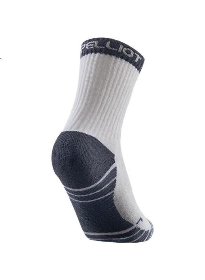 PELLIOT Outdoor Sports Mid-Calf Cotton Socks Men Women Moisture Wicking Hiking Trekking Anti-Odor Running Socks 16403505 Black S - Image 2