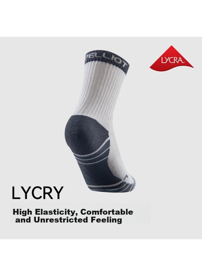 Pelliot Outdoor Sports Mid-calf Cotton Socks Men Women Moisture Wicking Hiking Trekking Anti-odor Running Socks 16403505 Black S - Image 1