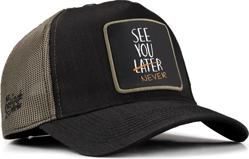 Blackbörk V1 Trucker See You Later Never - 2sh Unisex Black-Khaki Cordura Fabric Hat (Cap) with Code Logo