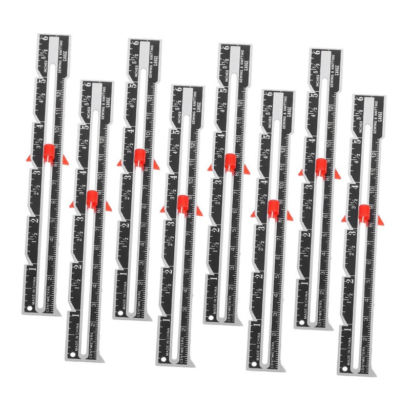 8Pcs Sliding Sewing Gauge Ruler For Quilting Fabric Stitching Knitting Craft DIY Red - Image 2