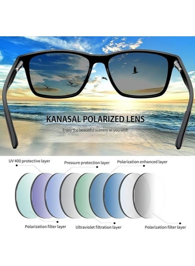Foldable Sunglasse with Bag Women and Men Square Folding Easy Carry Foldable Shades UV400 Protection Lens Sun Protection Sunglasses Suitable for Summer Outdoor Beach Travel Camping Black