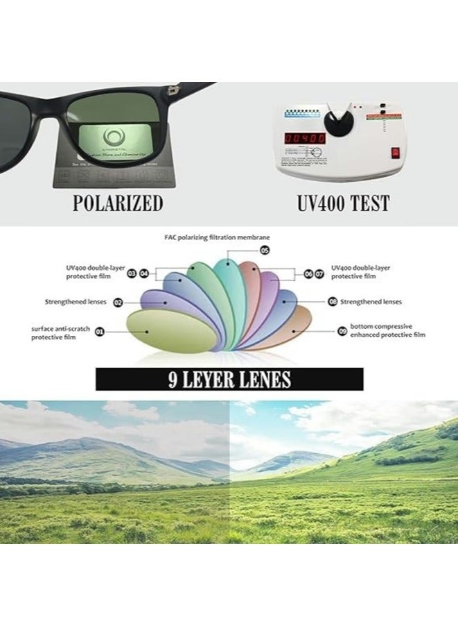Foldable Sunglasse with Bag Women and Men Square Folding Easy Carry Foldable Shades UV400 Protection Lens Sun Protection Sunglasses Suitable for Summer Outdoor Beach Travel Camping Black
