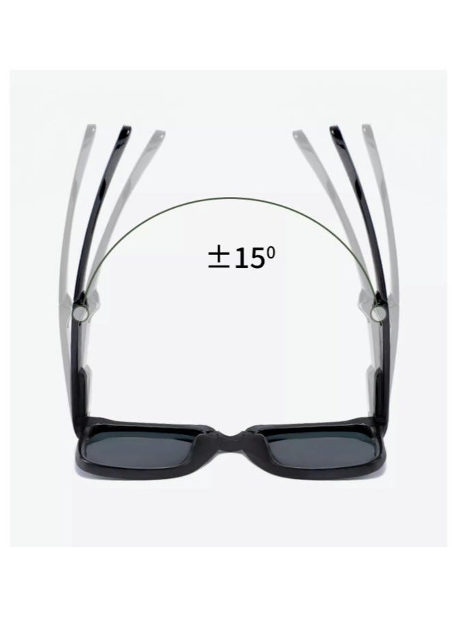 Foldable Sunglasse with Bag Women and Men Square Folding Easy Carry Foldable Shades UV400 Protection Lens Sun Protection Sunglasses Suitable for Summer Outdoor Beach Travel Camping Black