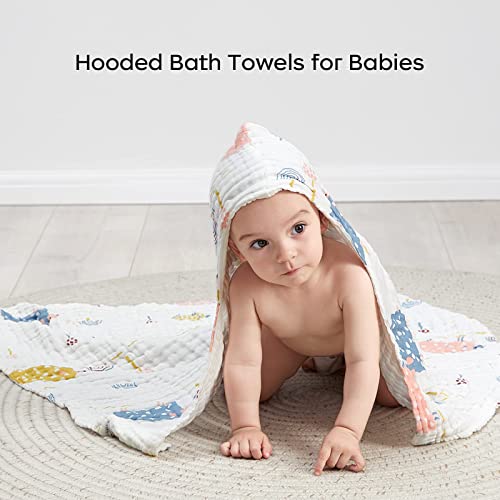 bc babycare Baby Bath Towel,100% Cotton Muslin Baby Hooded Towels, Baby Towels for Newborn Infant Bath Towels, Super Absorbent Hooded Baby Towels for Boys Girls, 37 - Image 2