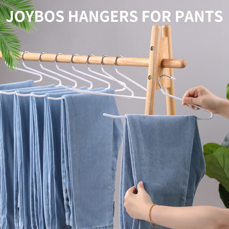 JOYBOS Jean Hangers for Closet 10 Pack - Space Saving Hanger for Pants - Non Slip Open End Stainless Steel Clothes Rack - Image 2