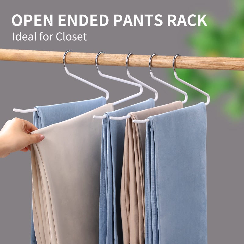 JOYBOS Jean Hangers for Closet 10 Pack - Space Saving Hanger for Pants - Non Slip Open End Stainless Steel Clothes Rack - Image 4