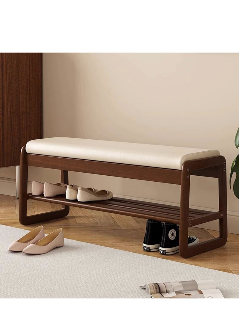 Generic Wooden Shoe Bench, Modern Shoe Cabinet with Storage and Leather Cushion Seat for Shoe Changing and Shoe Organizer, For Home Entryway Hallway Bedroom Living Room, (White 100CM)  - Image 3