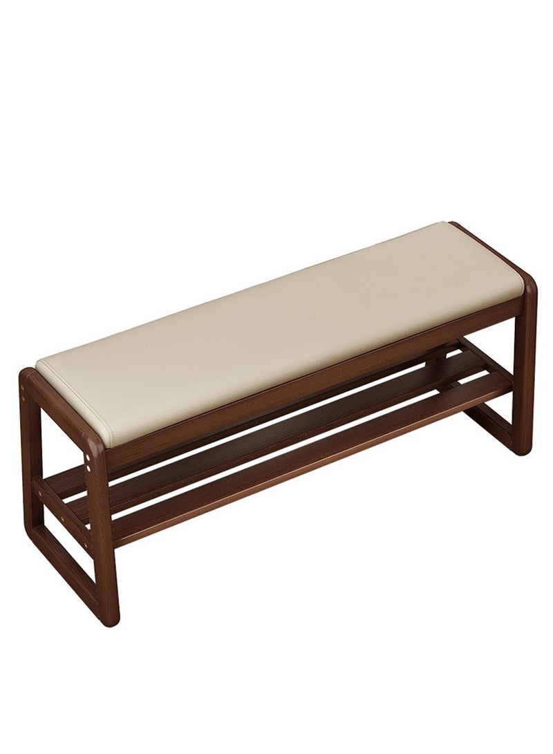 Generic Wooden Shoe Bench, Modern Shoe Cabinet with Storage and Leather Cushion Seat for Shoe Changing and Shoe Organizer, For Home Entryway Hallway Bedroom Living Room, (White 100CM)  - Image 1