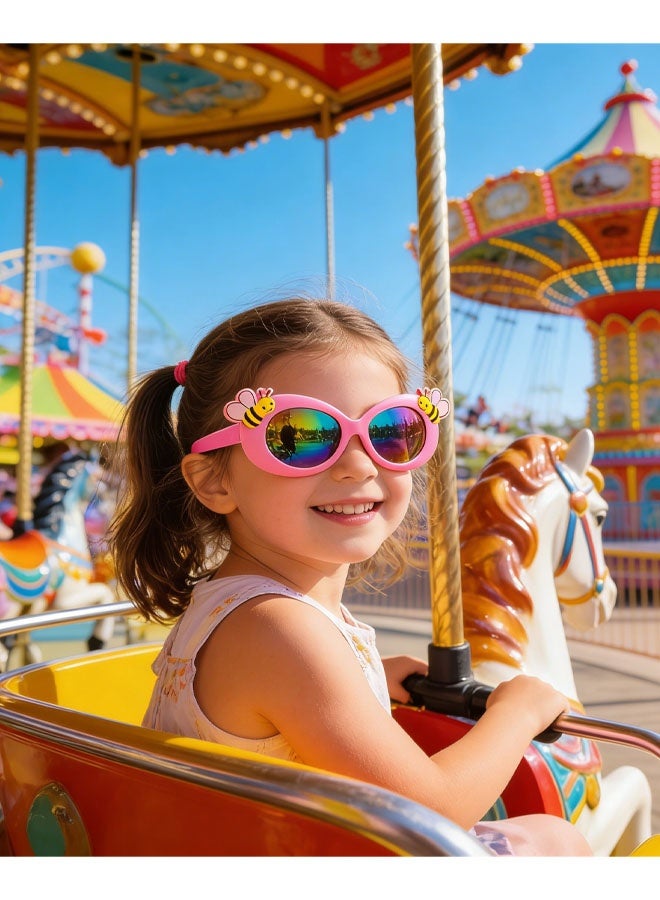 2 Pieces Kids Sunglasses, Bees and Flowers Cute Party Dress up Glasses for Girls Boys Age - Image 4