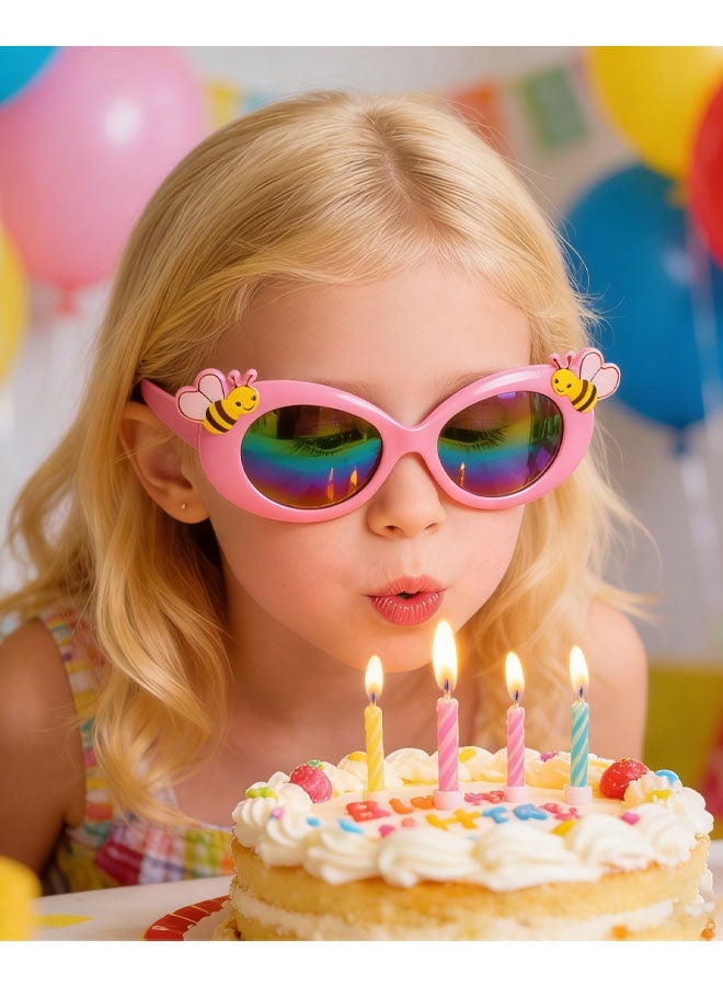 2 Pieces Kids Sunglasses, Bees and Flowers Cute Party Dress up Glasses for Girls Boys Age - Image 5