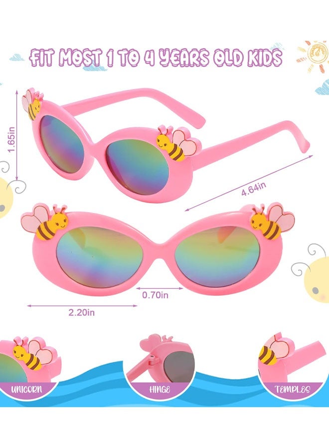 2 Pieces Kids Sunglasses, Bees and Flowers Cute Party Dress up Glasses for Girls Boys Age - Image 2