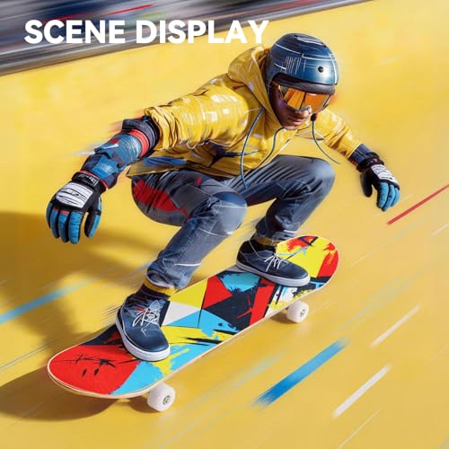 vigvitspo Professional Double Kick Skateboard 31 inch Maple Deck ABEC9 Bearings 95A PU Wheels Custom Graphic Design Whitered Grid 31in - Image 3