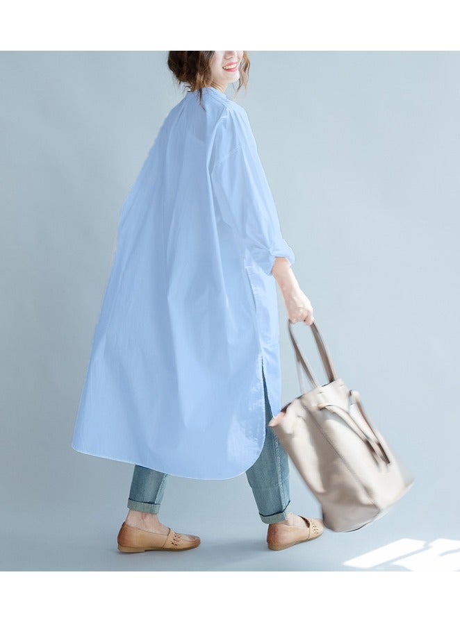 Women Shirt Dress with Pockets Shirt Dress Long Sleeve Maxi Dress  - Image 1