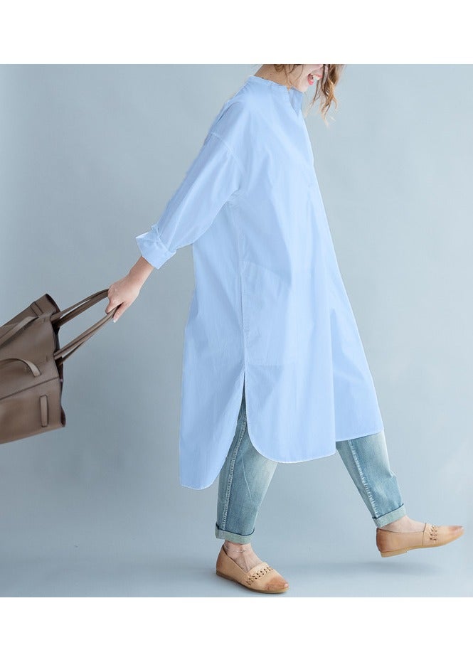 Women Shirt Dress with Pockets Shirt Dress Long Sleeve Maxi Dress  - Image 3