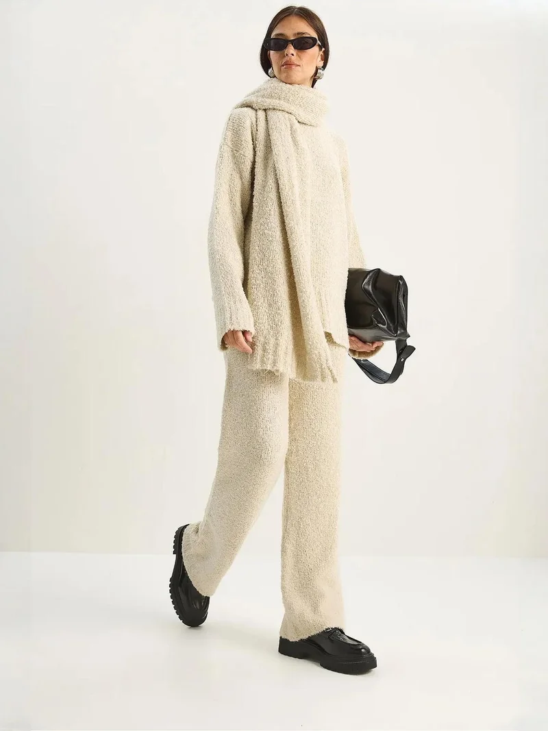 Bianco Lucci LUCCI Oversize Ribbed Knit Two-Piece Set