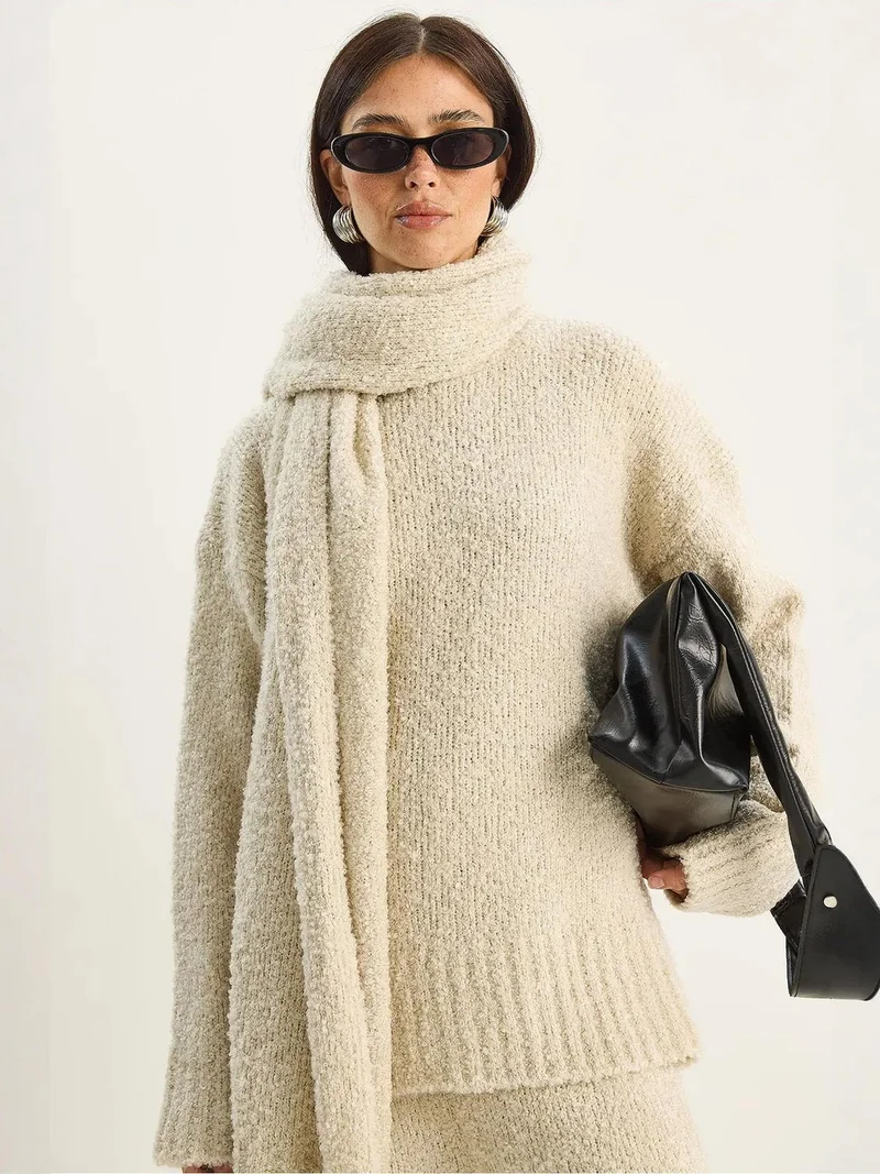 Bianco Lucci LUCCI Oversize Ribbed Knit Two-Piece Set