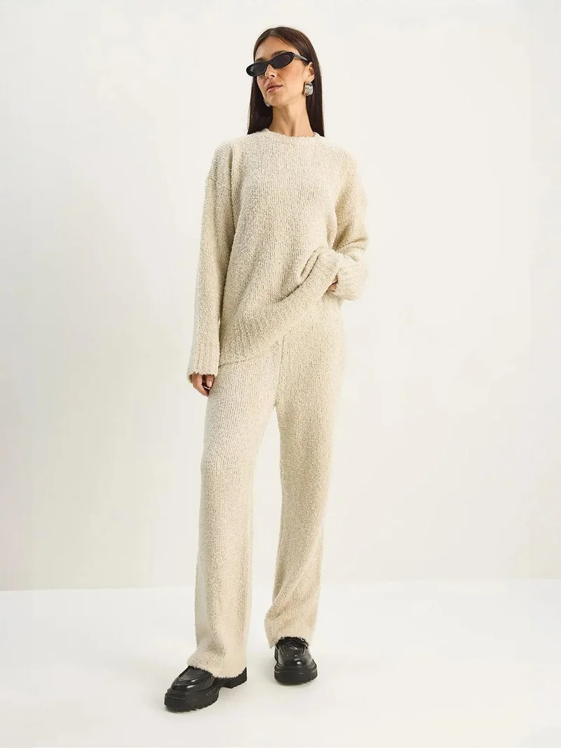 Bianco Lucci LUCCI Oversize Ribbed Knit Two-Piece Set