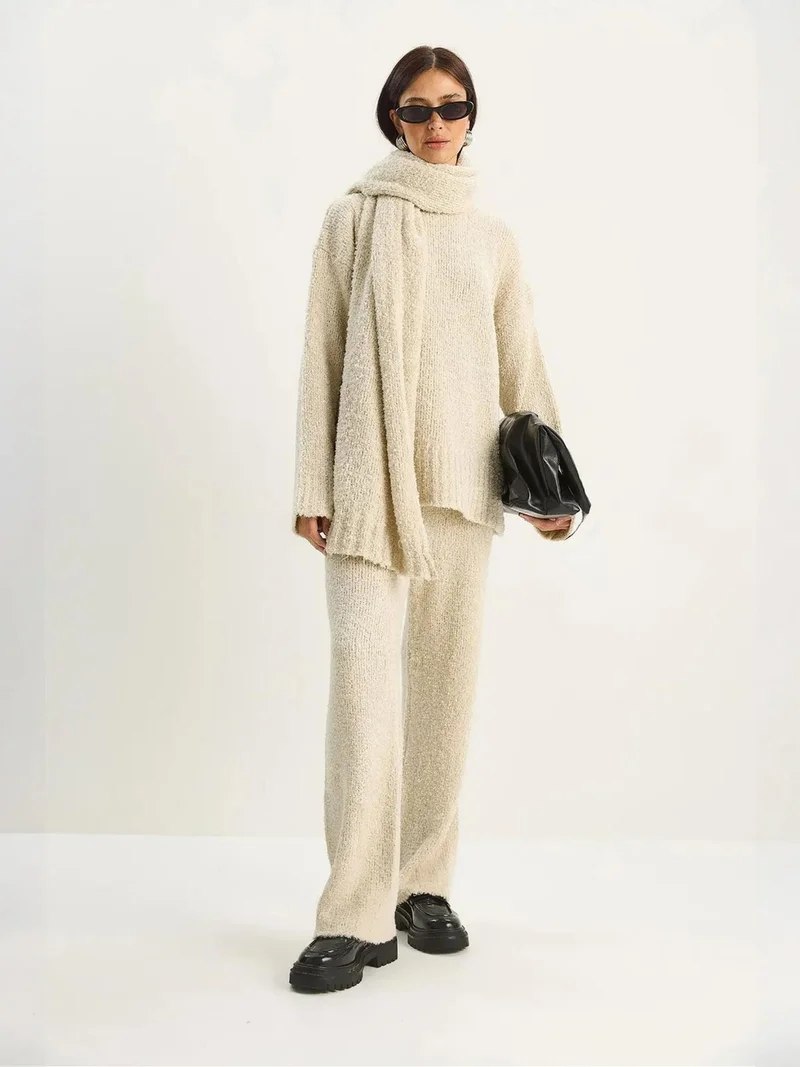 Bianco Lucci LUCCI Oversize Ribbed Knit Two-Piece Set