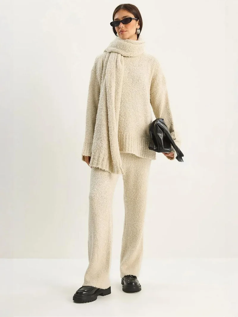 Bianco Lucci LUCCI Oversize Ribbed Knit Two-Piece Set