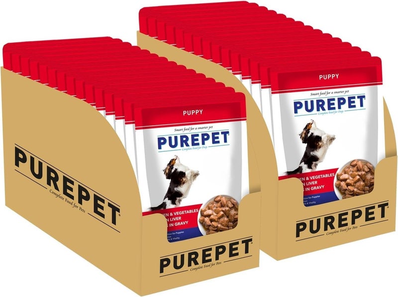 Purepet Puppy Gravy Chicken and Vegetable Chunks 1.68 kg (24x70g) - Image 1