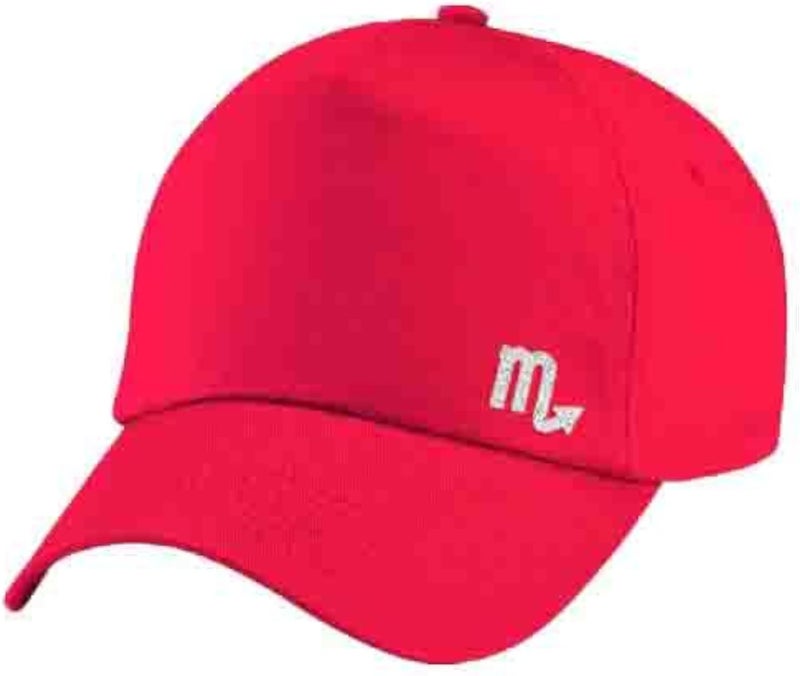Red Cap with Scorpio zodiac Silver Color Logo