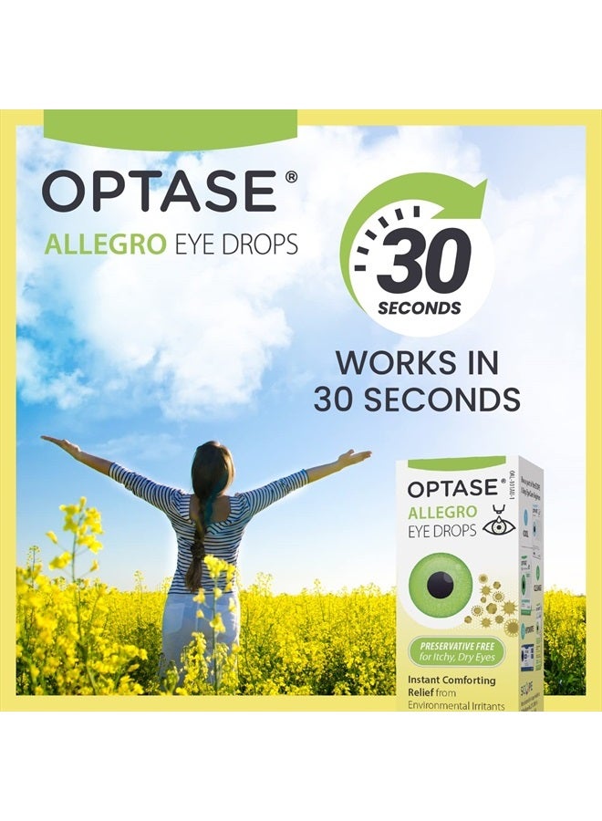 Optase Allegro Eye Drops for Dry Eyes - Lubricating Eye Drops for Dry Eyes - Eye Drops for Red Eyes and Seasonal Irritants - Symptom Relief Eye Drops for Contacts and Itchy Eyes - .33 oz, 300 Drops  - Image 3
