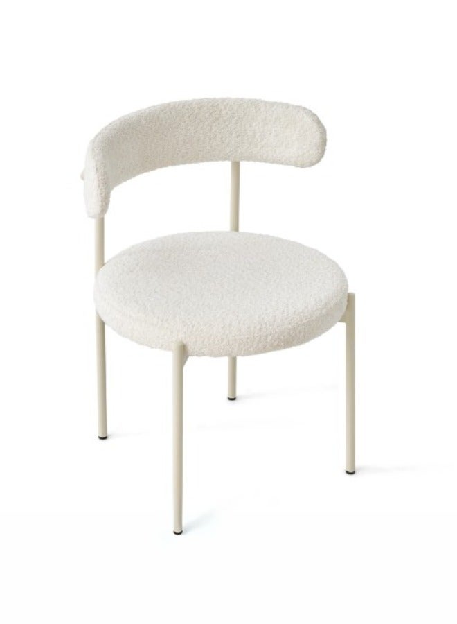 Generic Torron Cream White Ceramic Dining Set with four Boucle Chairs  - Image 2