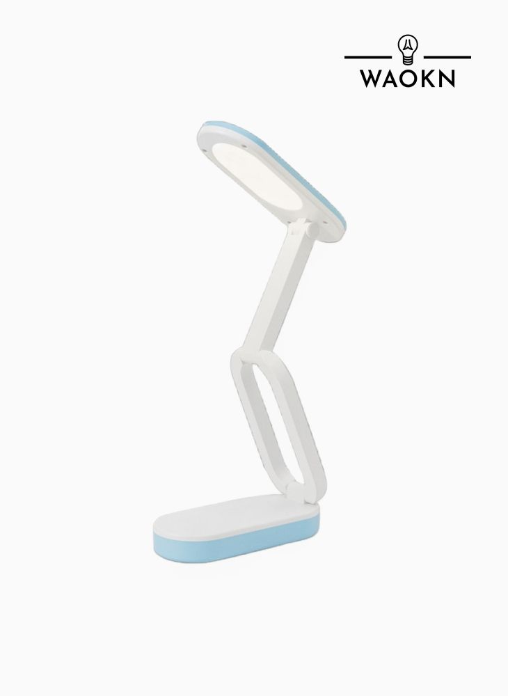 WAOKN - LED Reading Table Lamp Double-Lithium Multi-Section Foldable Electrodeless Dimming Tricolor Light Student Reading Eye Care Small Table Lamp - Image 1