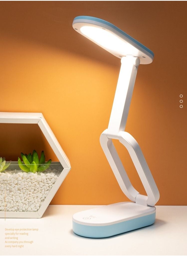 WAOKN - LED Reading Table Lamp Double-Lithium Multi-Section Foldable Electrodeless Dimming Tricolor Light Student Reading Eye Care Small Table Lamp - Image 1