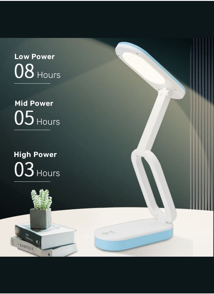 WAOKN - LED Reading Table Lamp Double-Lithium Multi-Section Foldable Electrodeless Dimming Tricolor Light Student Reading Eye Care Small Table Lamp - Image 1