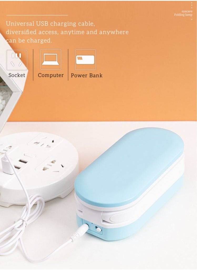 WAOKN - LED Reading Table Lamp Double-Lithium Multi-Section Foldable Electrodeless Dimming Tricolor Light Student Reading Eye Care Small Table Lamp - Image 1