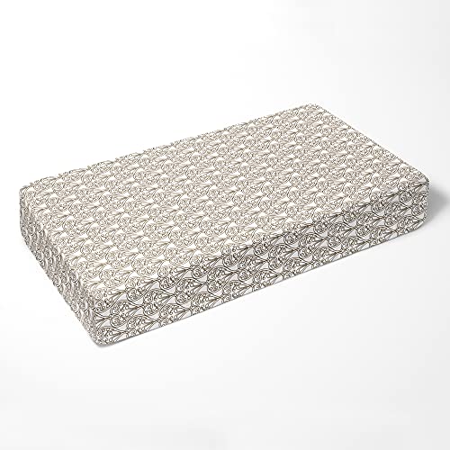 Bacati - ONE Damask Brown on White Printed Girls 100% Cotton Soft Breathable Percale Crib/Toddler Bed Fitted Sheet - Image 3