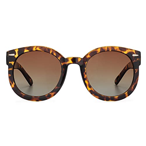 grinderPUNCH Oversized Sunglasses For Women Round Circle Oversized Mod Fashion Tortoise - Image 1