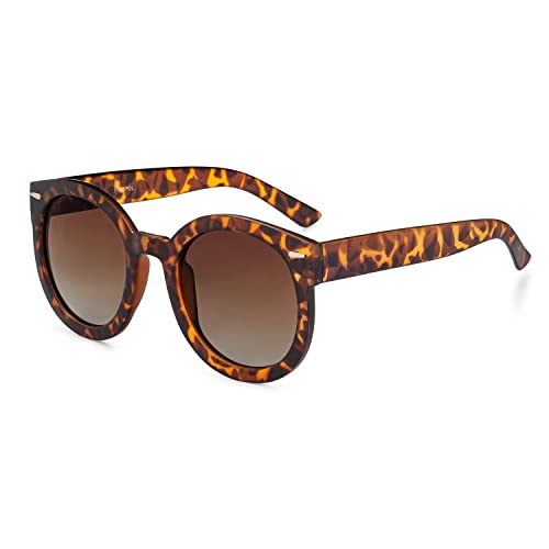 grinderPUNCH Oversized Sunglasses For Women Round Circle Oversized Mod Fashion Tortoise - Image 5